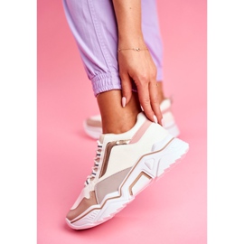 Scarpe sportive da donna bianche e beige Rollen bianca marrone 2