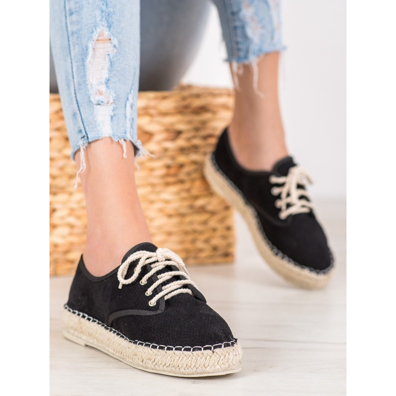 SHELOVET Espadrillas in camoscio nero 1