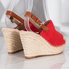 Small Swan Sandali in pelle scamosciata alla moda rosso 1