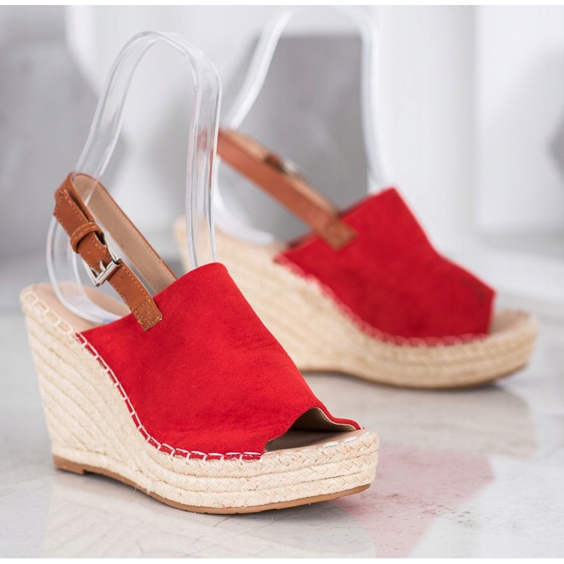 Small Swan Sandali in pelle scamosciata alla moda rosso 2