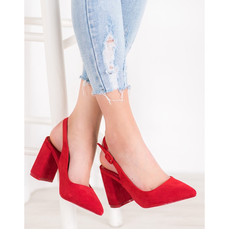Comer Décolleté classiche con tacco aperto rosso 1