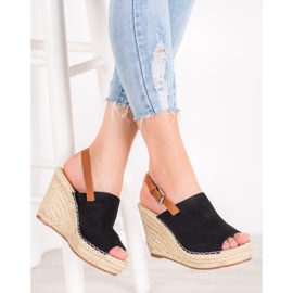 Small Swan Sandali in pelle scamosciata alla moda nero 2