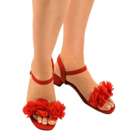 Sandali rossi tacco alto con fiori X8903 rosso 1