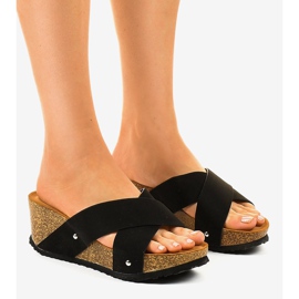 Pantofole nere GU53 sulla zeppa nero 1