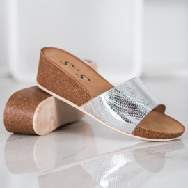 Small Swan Pantofole in ecopelle grigio 1