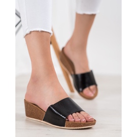 Small Swan Pantofole in ecopelle nero 1
