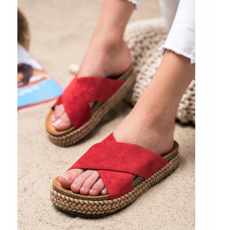 Comer Comode pantofole sulla piattaforma rosso 2