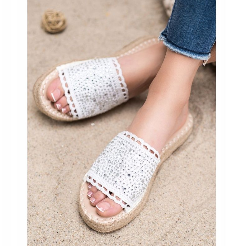 Small Swan Pantofole Con Cristalli bianca 1