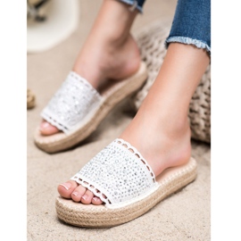 Small Swan Pantofole Con Cristalli bianco 2