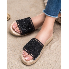 Small Swan Pantofole Con Cristalli nero 2