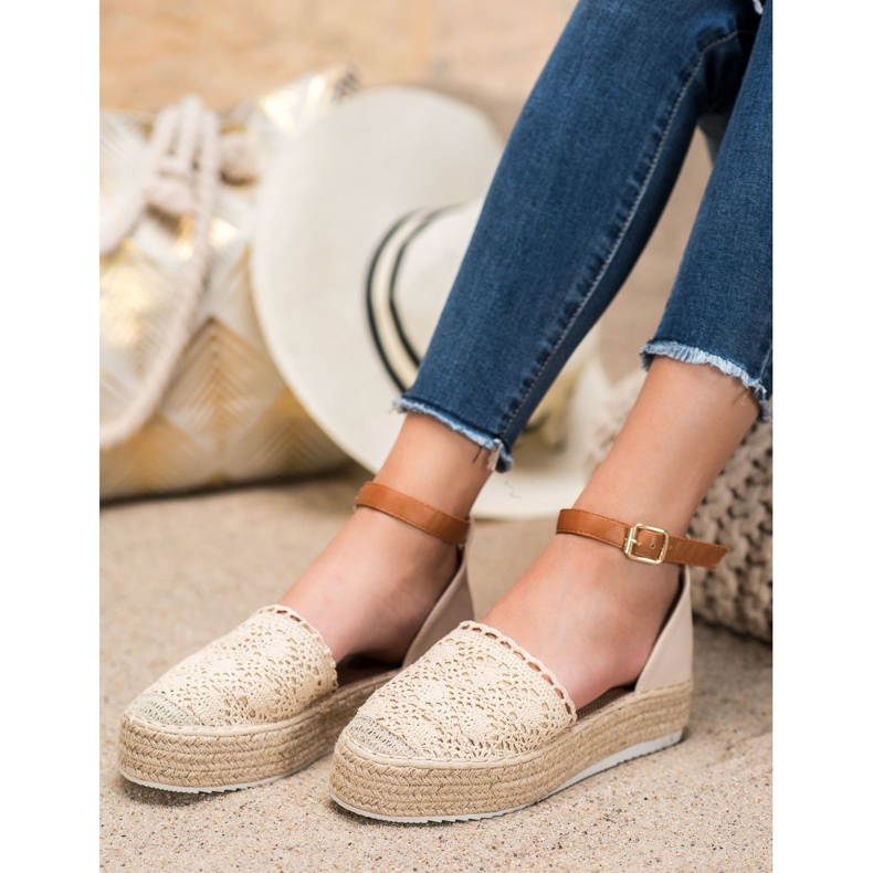 SHELOVET Espadrillas alla moda con pizzo beige 2