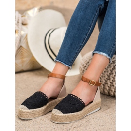 SHELOVET Espadrillas alla moda con pizzo nero 1