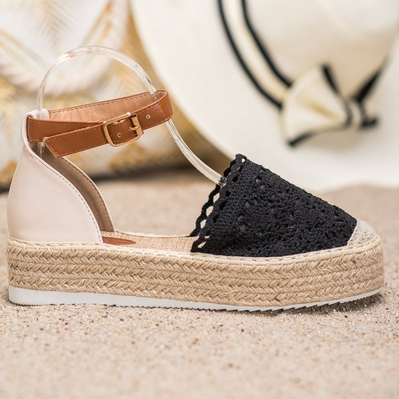 SHELOVET Espadrillas alla moda con pizzo nero 2