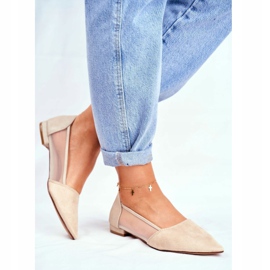EVE Ballerine Da Donna Con Rete Scamosciata Beige Fibe 1