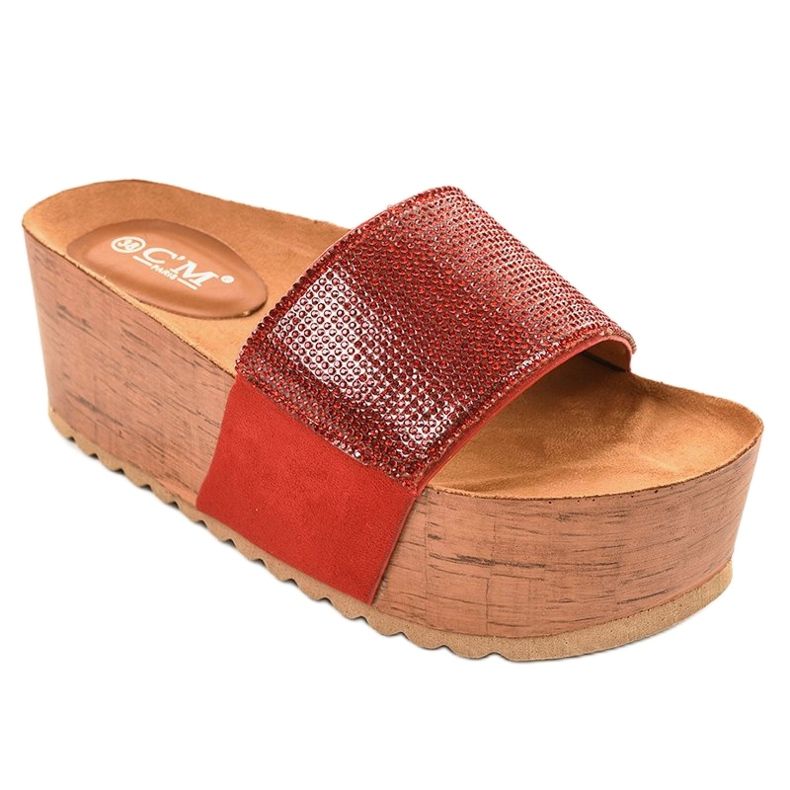 Pantofole rosse sulla piattaforma 77-99 rosso 1