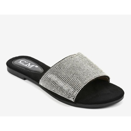 Pantofole nere con zirconi 839-761 nero grigio 1