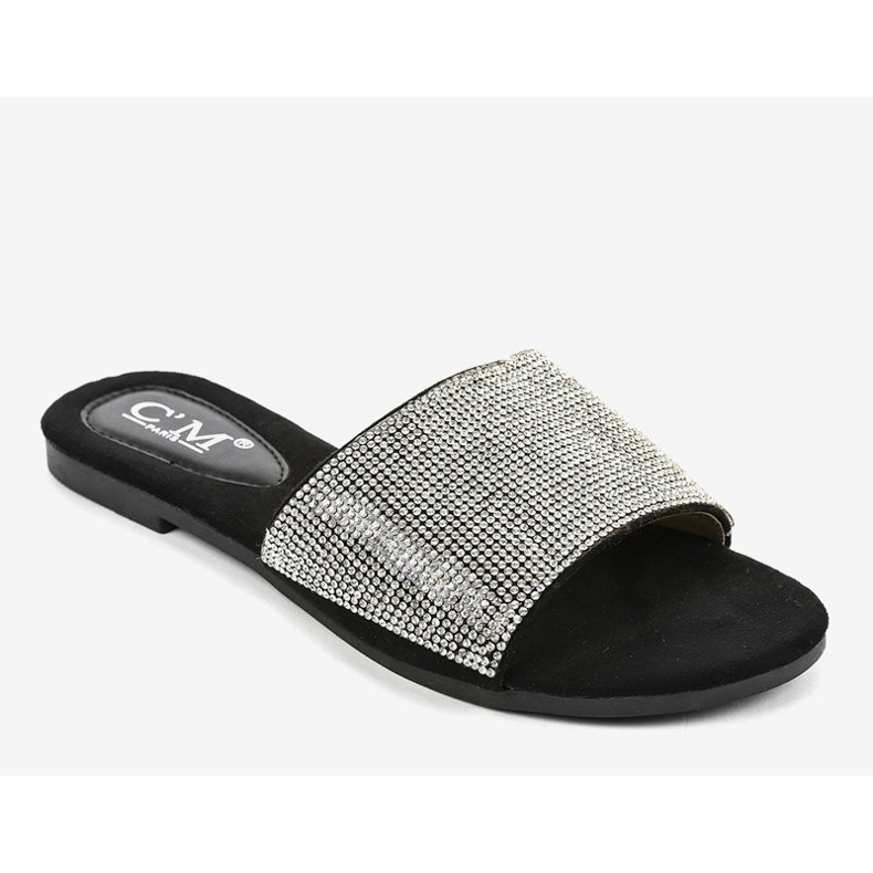 Pantofole nere con zirconi 839-761 nero grigio 1