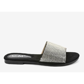 Pantofole nere con zirconi 839-761 nero grigio 2