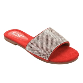 Pantofole rosse con zirconi 839-761 rosso grigio 1