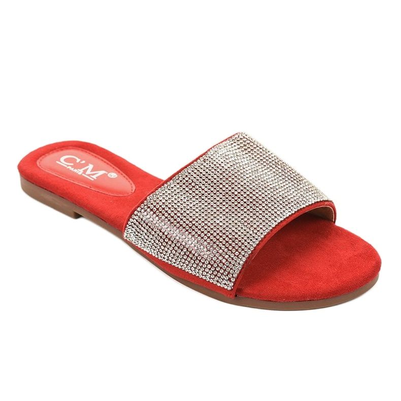 Pantofole rosse con zirconi 839-761 rosso grigio 1