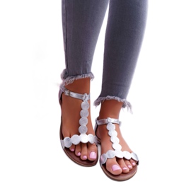 Sandali Donna Piatto Pelle Argento Nicole 2403 Melbourne grigio 1
