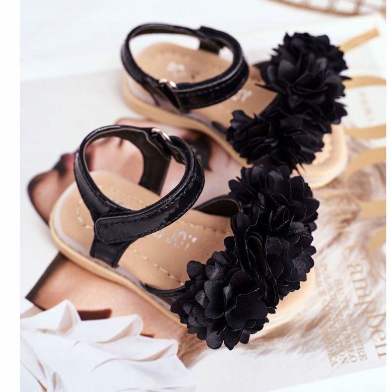 FRROCK Sandali Per Bambini Con Velcro Glowing Black Milena nero 1