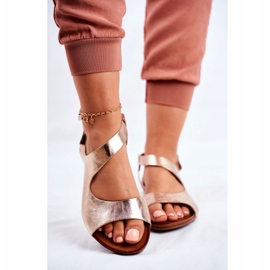Sandali Donna Laura Messi 1116 Pelle Oro Vollare d'oro 2