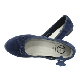 Filippo Ballerine in pelle blu navy con fiocco DP1231 / 20 4