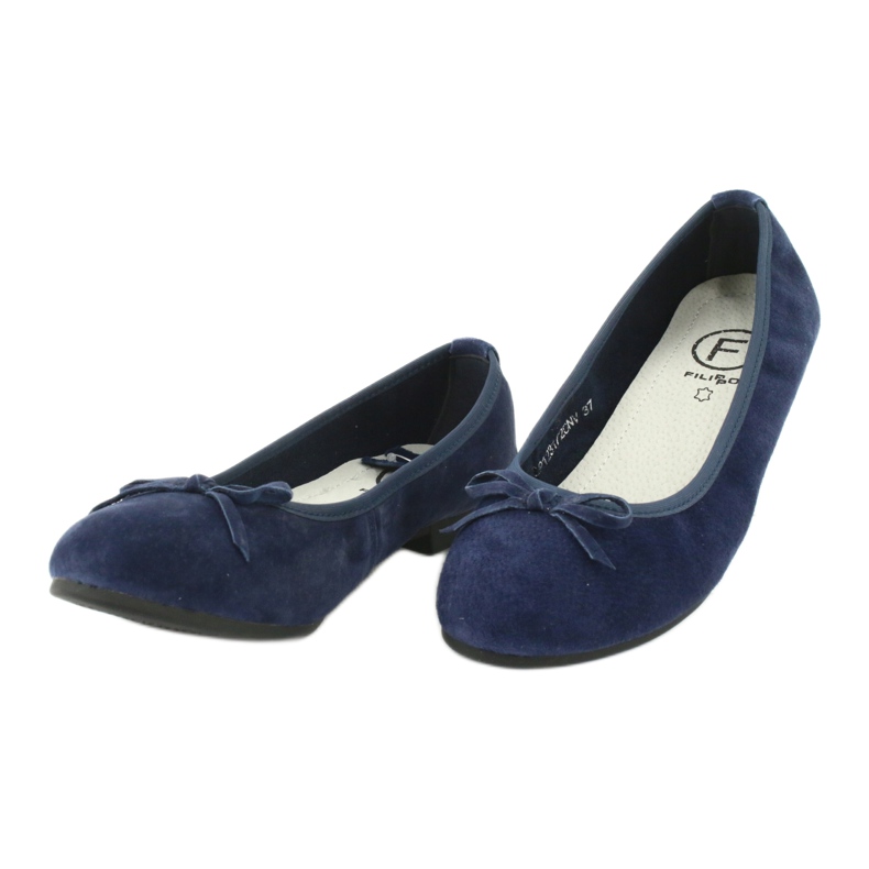Filippo Ballerine in pelle blu navy con fiocco DP1231 / 20 2