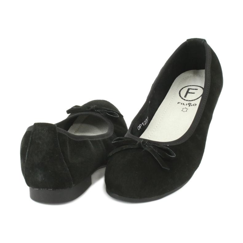 Filippo Ballerine in pelle nera con fiocco nero 2