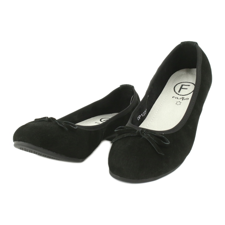 Filippo Ballerine in pelle nera con fiocco nero 1