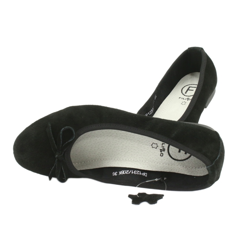 Filippo Ballerine in pelle nera con fiocco nero 3
