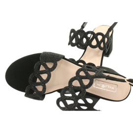 Sandali neri con zirconi Filippo DS1355 / 20 BK nero 4