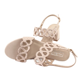 Sandali con zirconi Filippo DS1355 / 20 BE beige 4