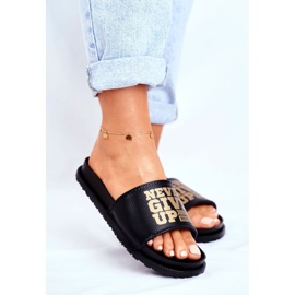 ADY Pantofole da donna Never Give Up2 Oro Nero 1