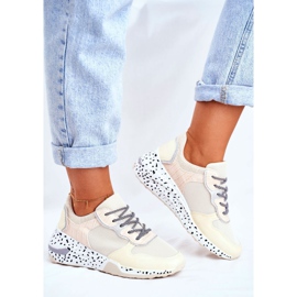 Scarpe Sportive da Donna con Zeppa Nascosta Beige Pinky 1