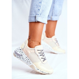 Scarpe Sportive da Donna con Zeppa Nascosta Beige Pinky 2