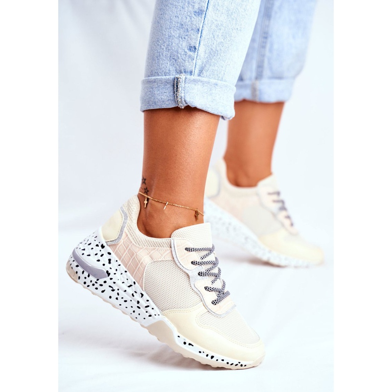 Scarpe Sportive da Donna con Zeppa Nascosta Beige Pinky 2