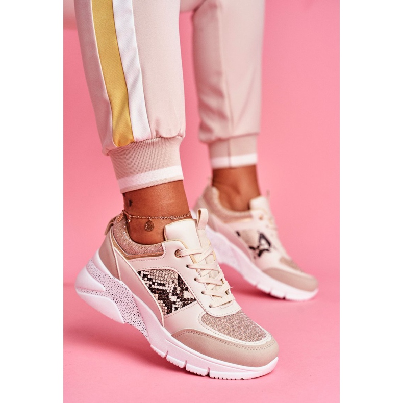 Scarpe Sportive Donna Beige Glitter Lisbona 1