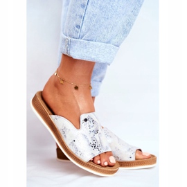Pantofole eleganti da donna in pelle serpente Nicole 2495 Pompey bianca 2