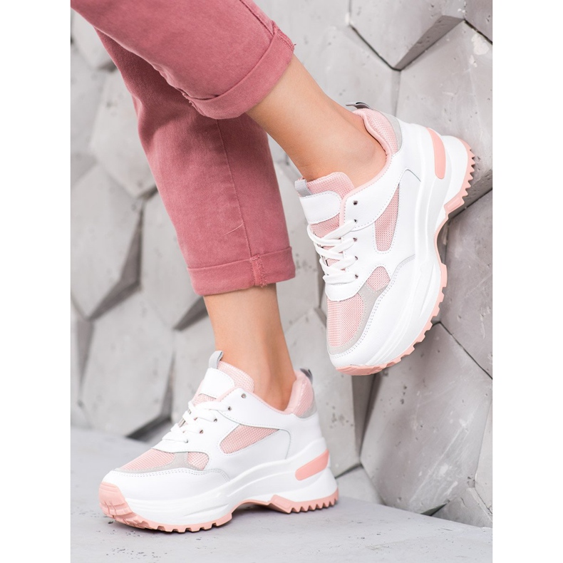 SHELOVET Sneakers bianche e rosa bianca 1