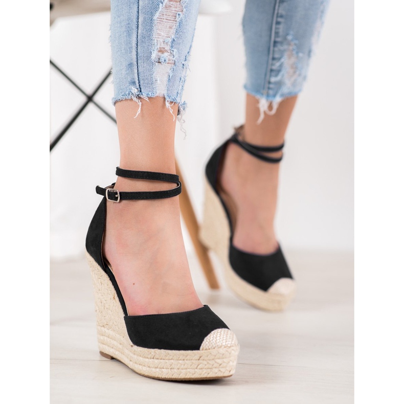 SHELOVET Espadrillas Alte Sulla Zeppa nero 2