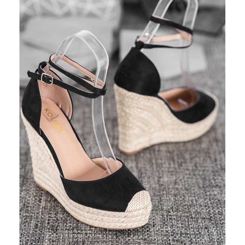 SHELOVET Espadrillas Alte Sulla Zeppa nero 1