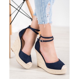 SHELOVET Espadrillas Alte Sulla Zeppa blu navy 2