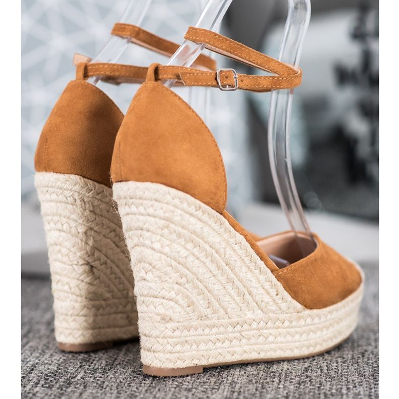SHELOVET Espadrillas Alte Sulla Zeppa marrone 1