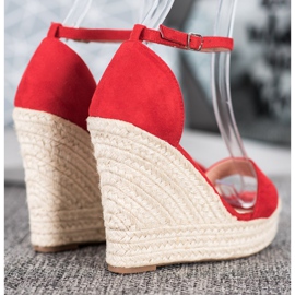 SHELOVET Sandali con zeppa sexy rosso 1