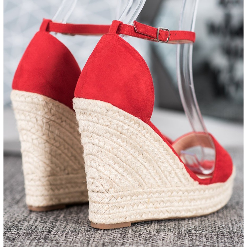 SHELOVET Sandali con zeppa sexy rosso 1
