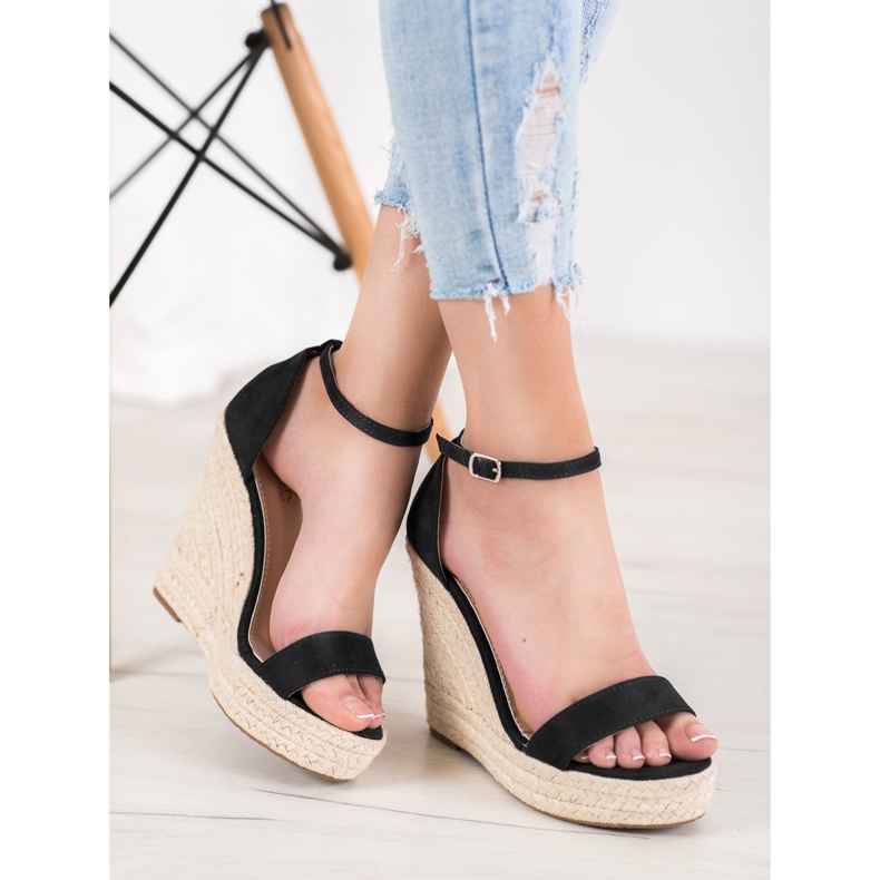 SHELOVET Sandali con zeppa sexy nero 1