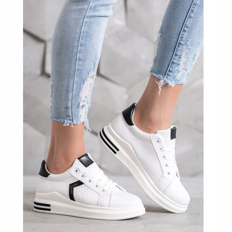 SHELOVET Scarpe sportive in ecopelle bianca 2