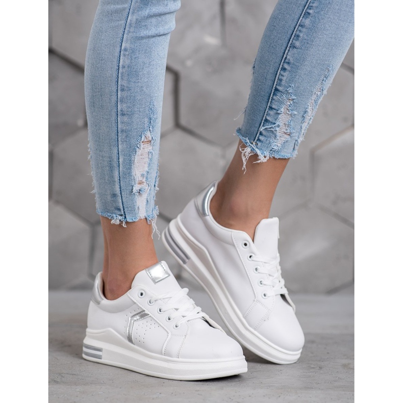 SHELOVET Scarpe sportive in ecopelle bianca 1